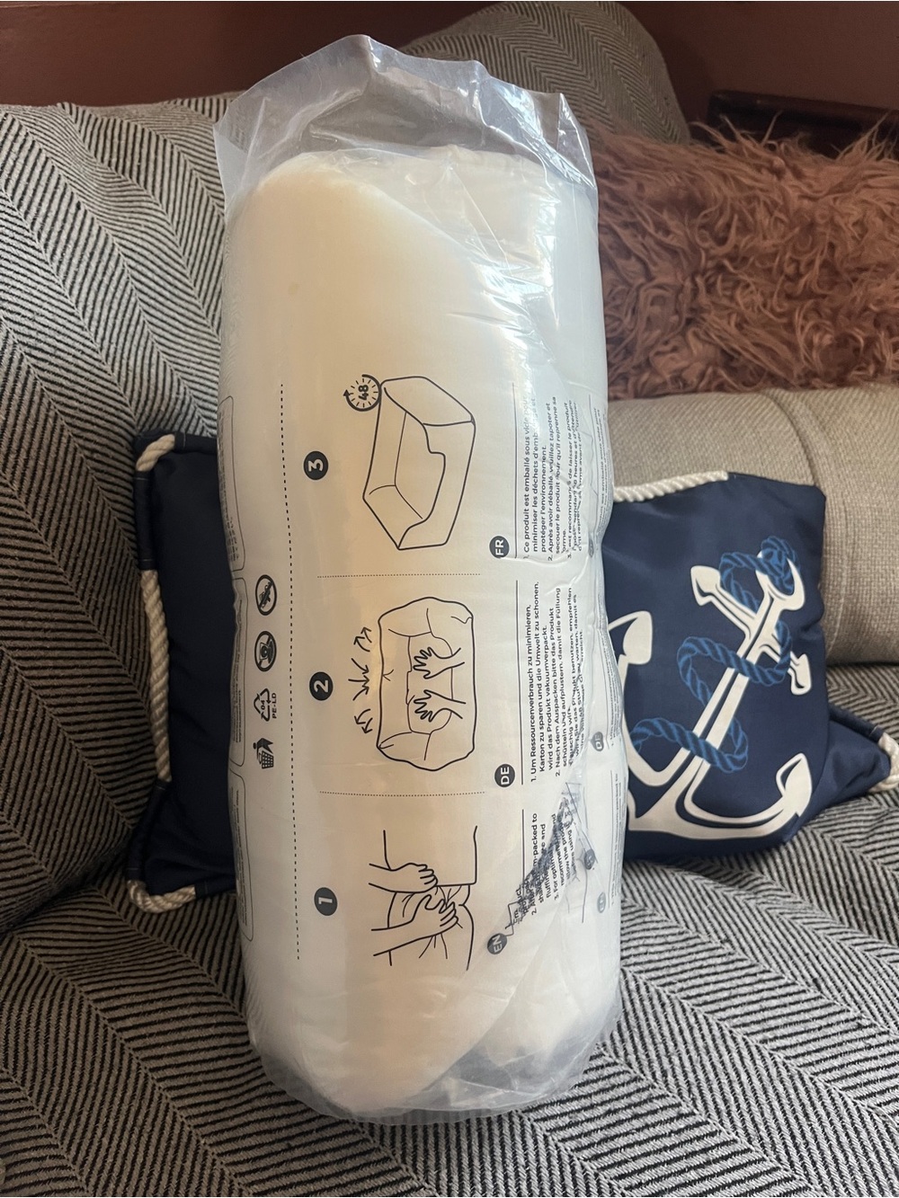 Plush White Bolster Dog Bed